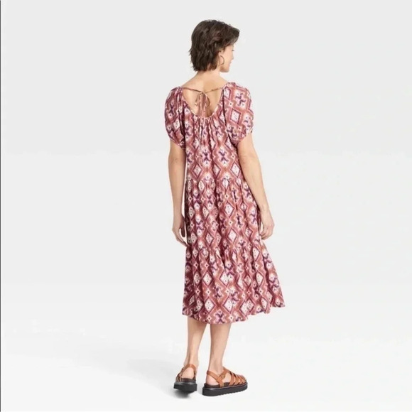 Women's Puff Short Sleeve Tiered A-Line Dress -‎ Knox Rose size Medium - Picture 2 of 10